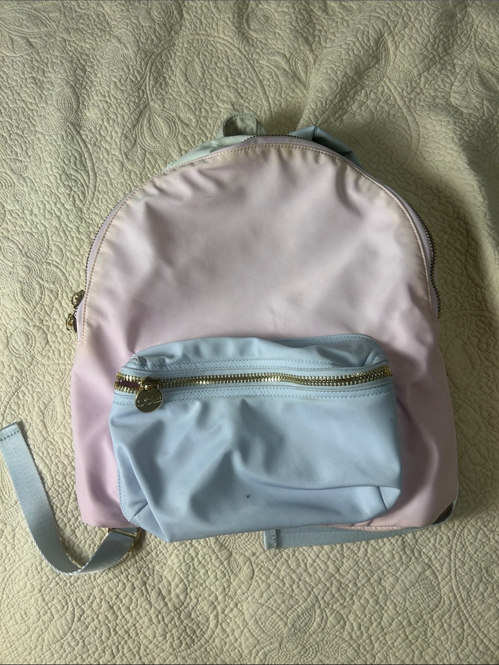 Stoney Clover Lane Pastel Pink and Light Blue Mini Backpack